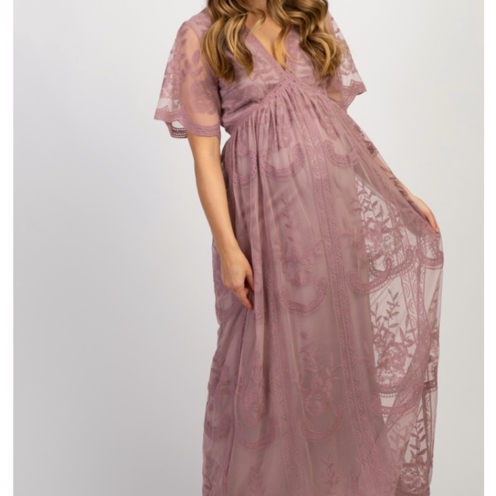 Pink blush maternity maxi dress